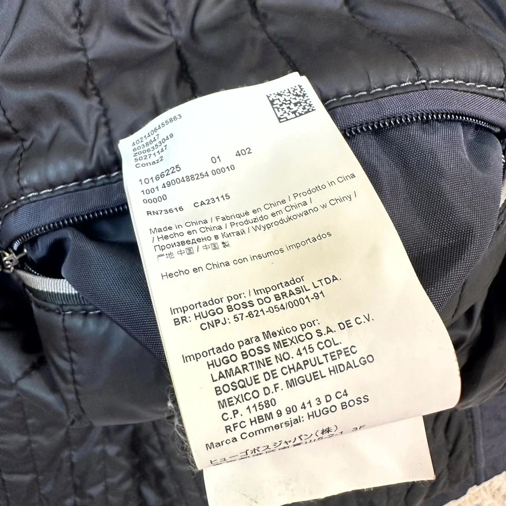 HUGO BOSS Jacket Men's 46R XXL Conaz2 Blue Field Coat‎ Quilted Lining Zip/Button